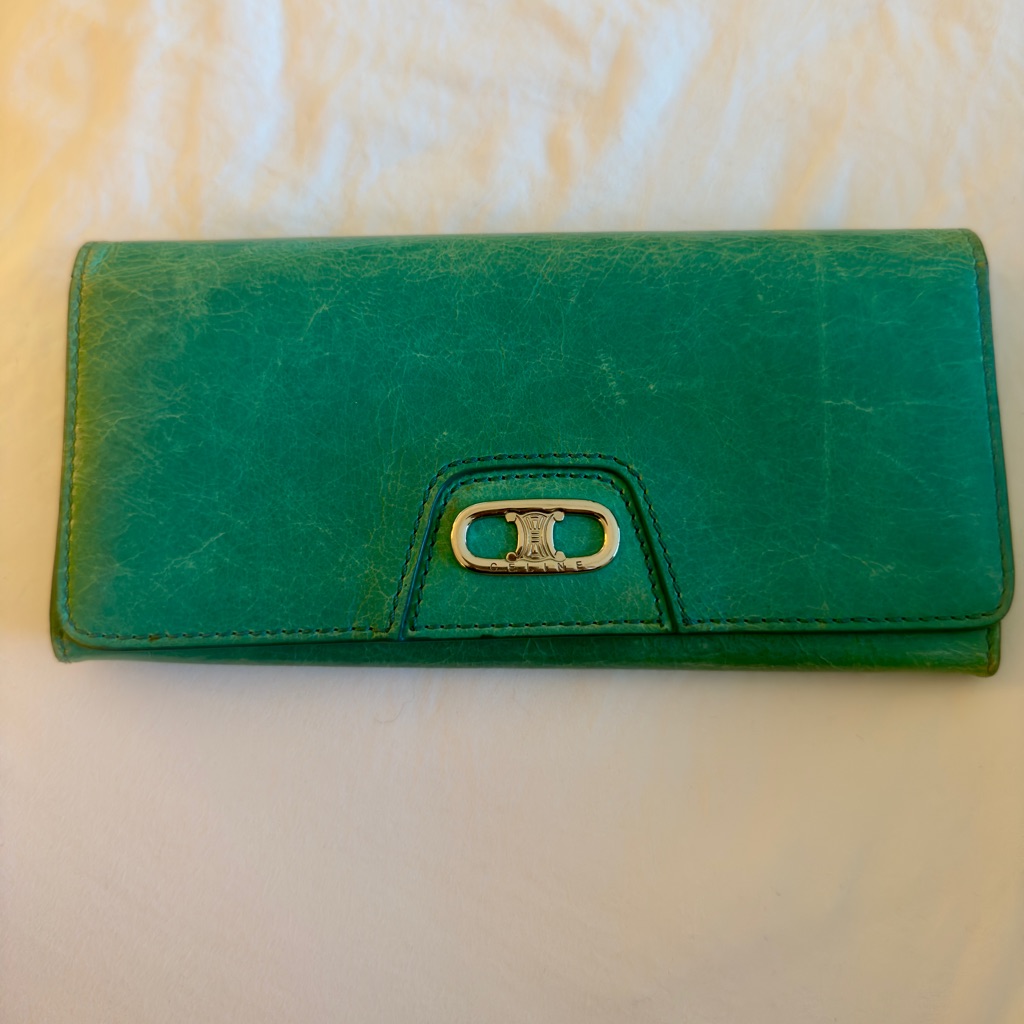 Celine Vibrant Green Leather Wallet